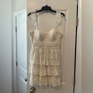 Altar'd State Cream Lace Tiered Dress